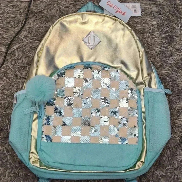 Cat & Jack Kids' 16.5" Backpack Sequin Checkered - - Picture 2 of 4